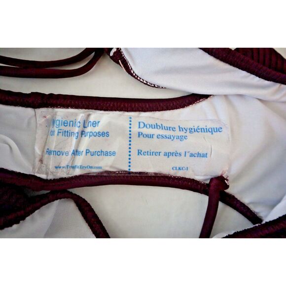 Pink x Victoria's Secret Swim Sz M Burgundy Lace-Up Top & Cheeky Bikini Set - Picture 11 of 12